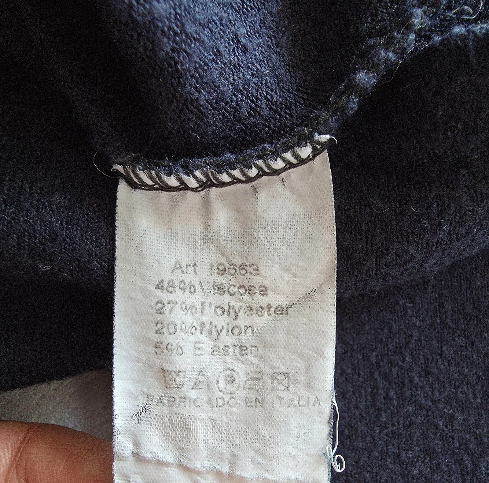 Light dark navy blue long-sleeved sweater with roll-up sleeves, gold buttons, Size XL 42/44 Made in Italy – photo 6